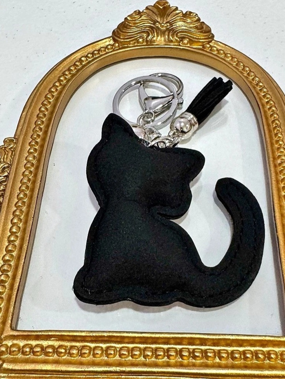 New Rhinestone Silver Cat Keychain - Picture 4 of 5